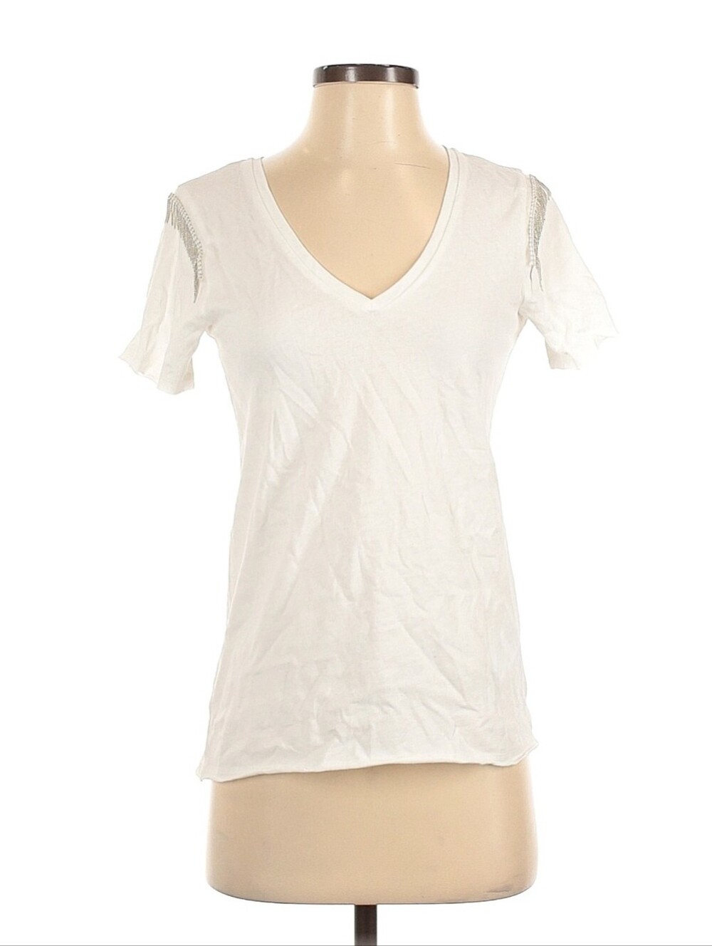 AllSaints White V-Neck Women Top XS